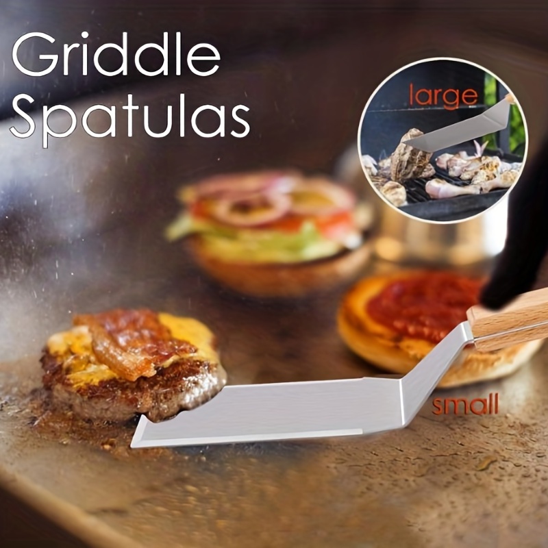 5pcs Stainless Steel Metal Griddle Spatula Commercial Grade Griddle  Accessories Hamburger Turner Scraper Pancake Flipper Spatula