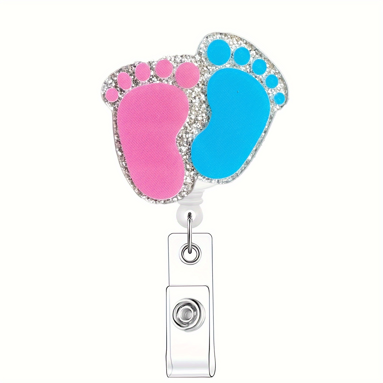 

Footprint Retractable Badge Reel: Nurse, Doctor, Student, Volunteer, Employee Id Clip - Pp Material