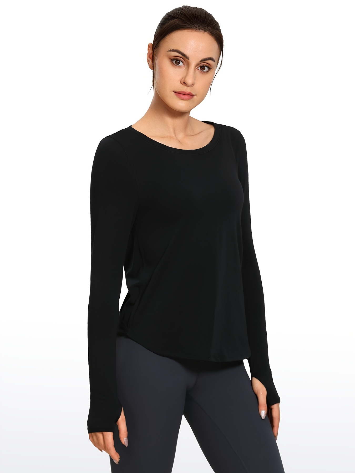 Womens Long Sleeve Yoga Tops Thumb Hole Workout Shirts : :  Clothing, Shoes & Accessories