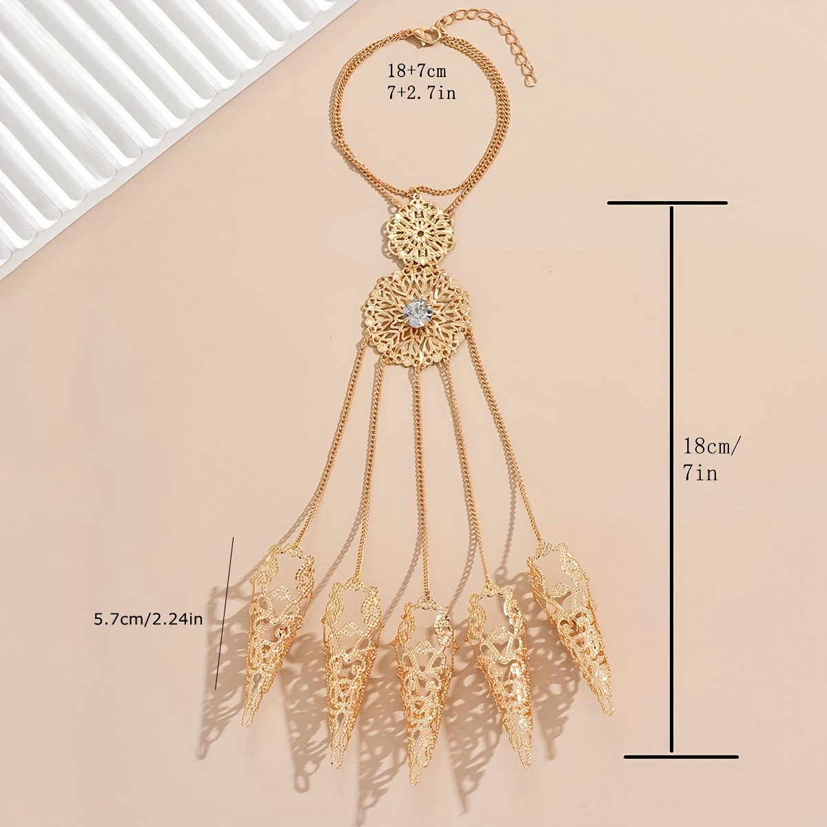 Fashionable Exaggerated Punk Gothic Finger Bracelets Set
