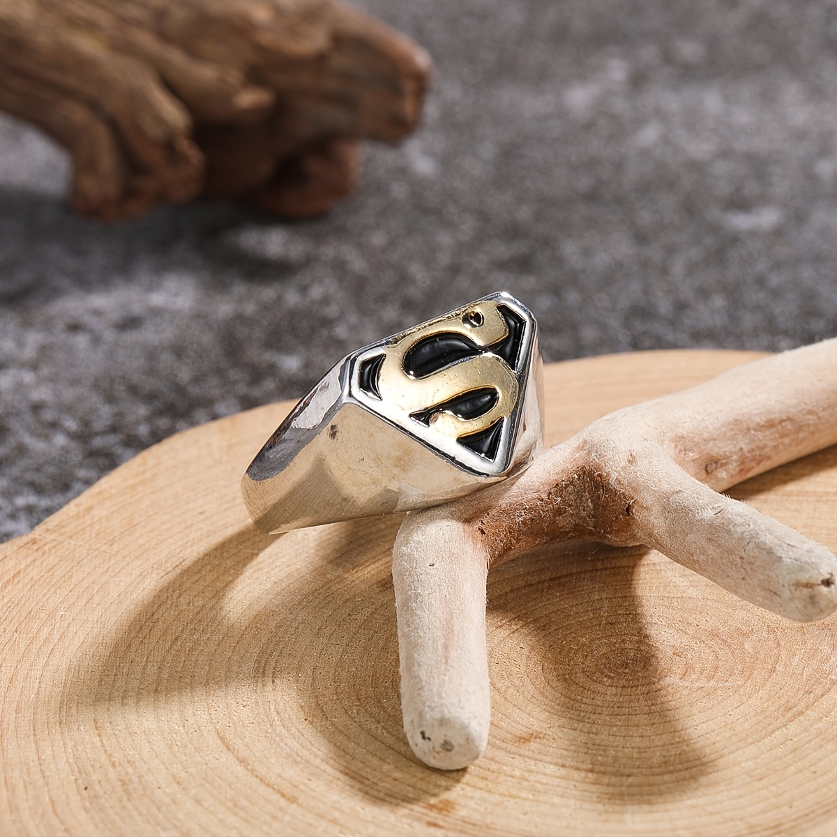 1pc Men's S Logo Ring Artificial Jewelry Highquality & Affordable Temu