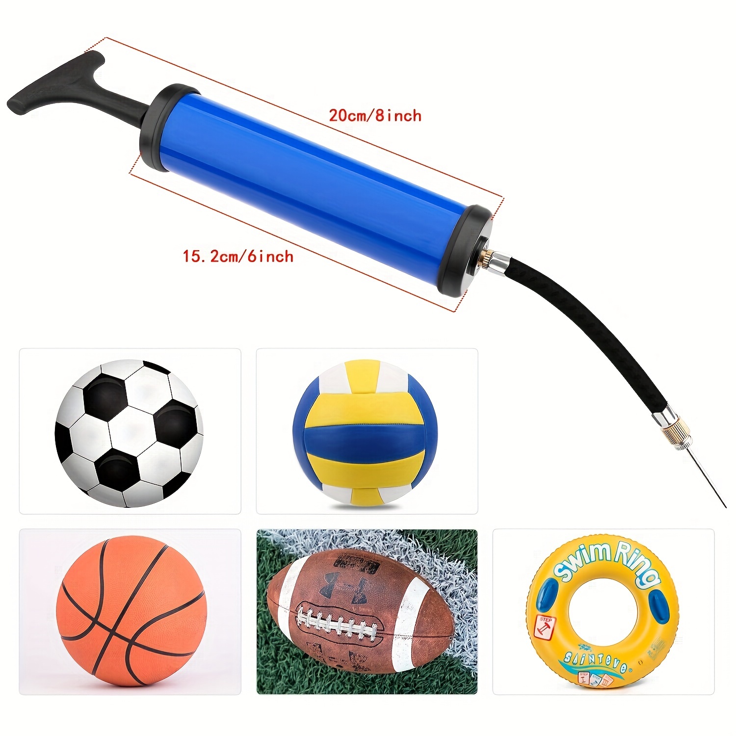 Pompe à Air Portable pour ballon de Football, anneau de natation, ballon de  plage, pompe gonflable + aiguille gonflable, 1 pièce - AliExpress
