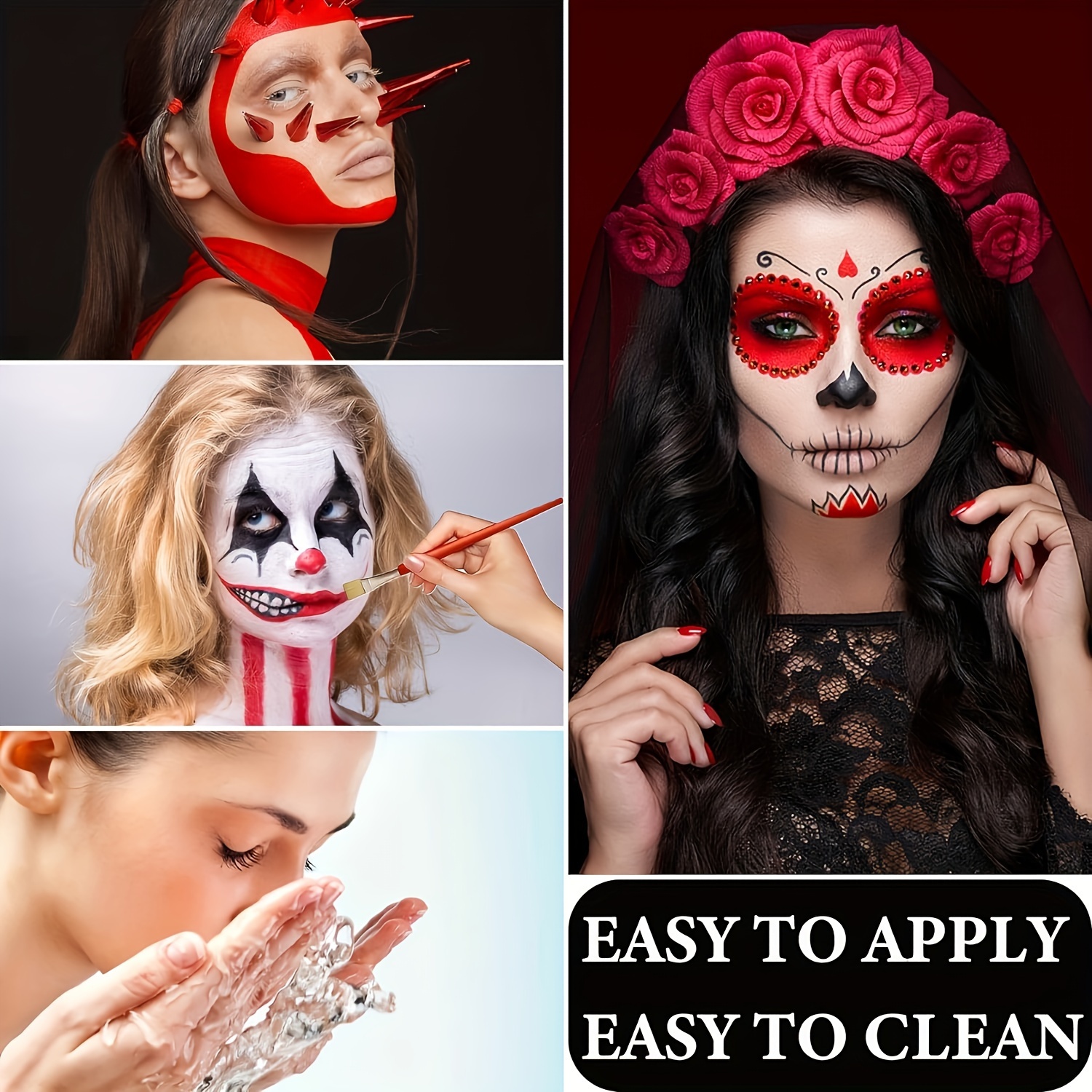 Clown Makeup Kit White Black Red Face Body Paint Pro Oil - Temu
