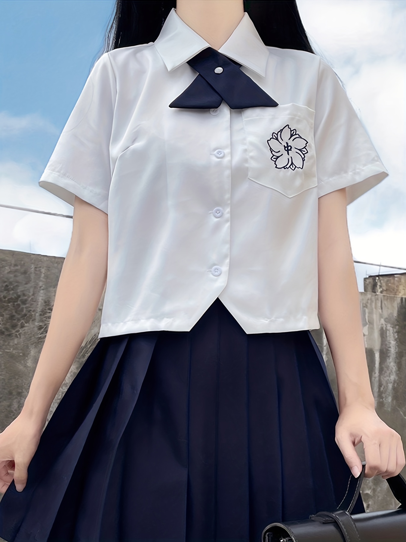 Kawaii Anime White Shirt, Camisa Fofa De Manga Curta Com Bolso