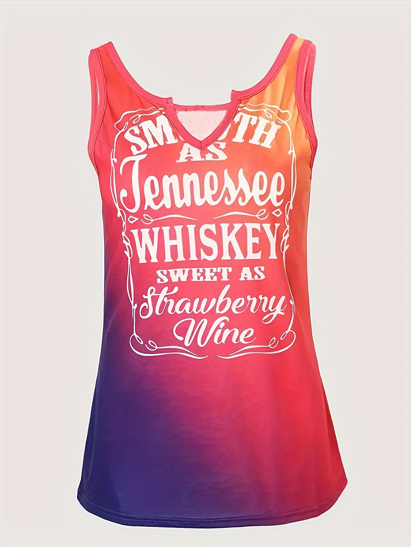 Casual Tank Top Women's Plus Slogan Ombre Print Vest Top