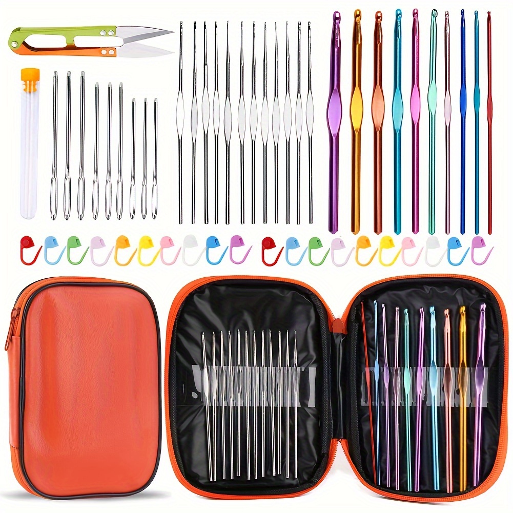 48pcs Crochet Hooks Set With Hook, Markers And Other Accessory