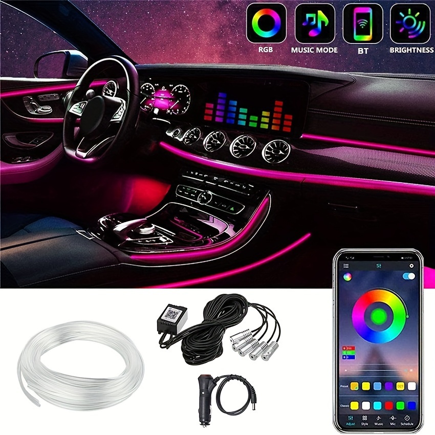 4 Stück Auto-Neon-Akzent-Streifenlichter, Integrierte RGB