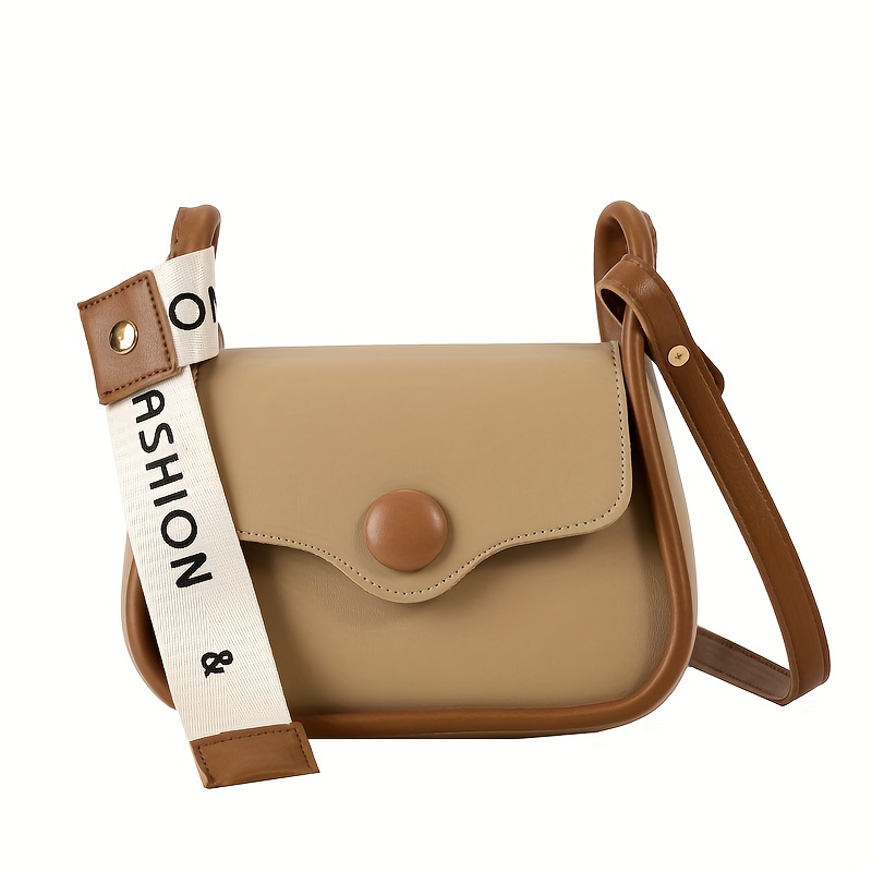 1pc Color Block Pu Leather Crossbody Bag With Zipper, Suitable For Women's  Daily Use & Dates