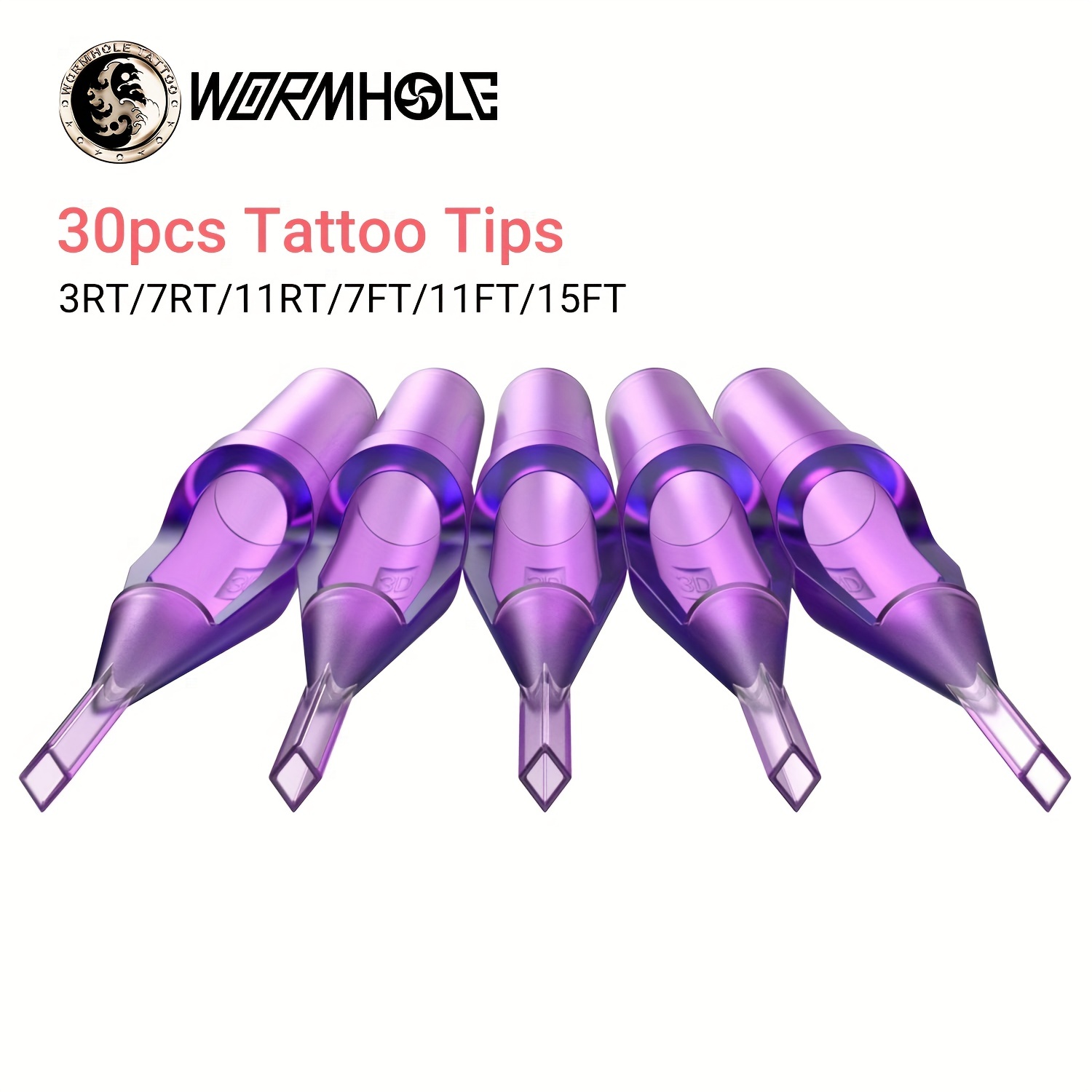 Wormhole Tattoo Cartridge Needles, 20Pcs Mixed Sizes 3RL 5RL 5RM