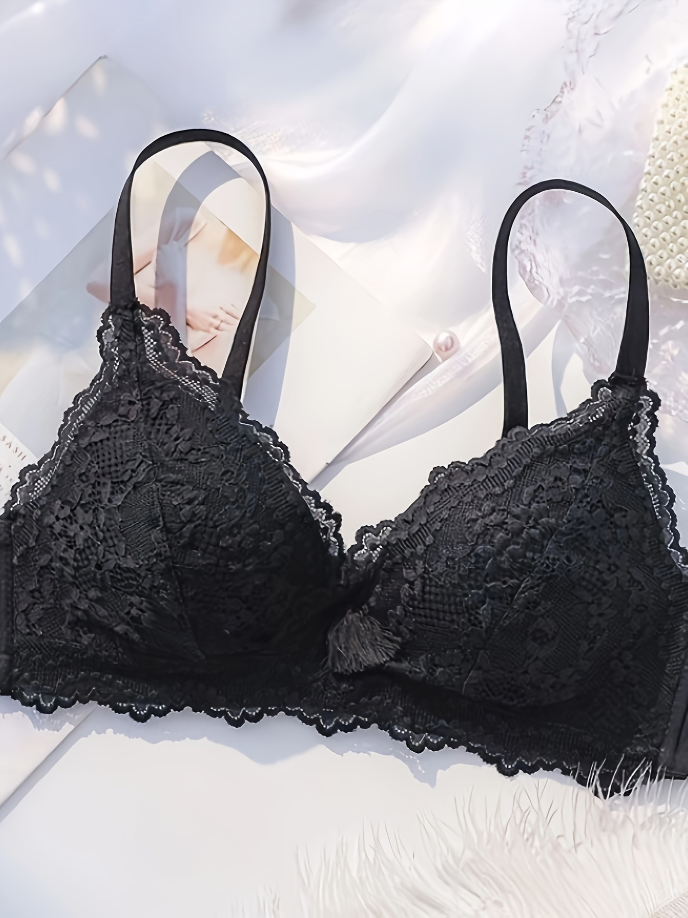Black Comfort Cotton Non-Wired Front Fastening Bra - Foto 5
