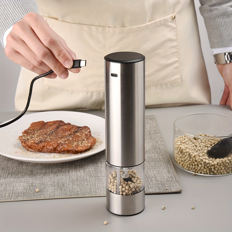 Pepper Grinder, Household Sea Salt Ginder, Electric Adjustable Spice  Grinder, Automatic Pepper Mill, Reusable Usb Charging Pepper Crusher For  Kitchen Camping Picnic Camping, Kitchen Gadgets, Kitchen Supplies, Chrismas  Gifts, Halloween Gifts 