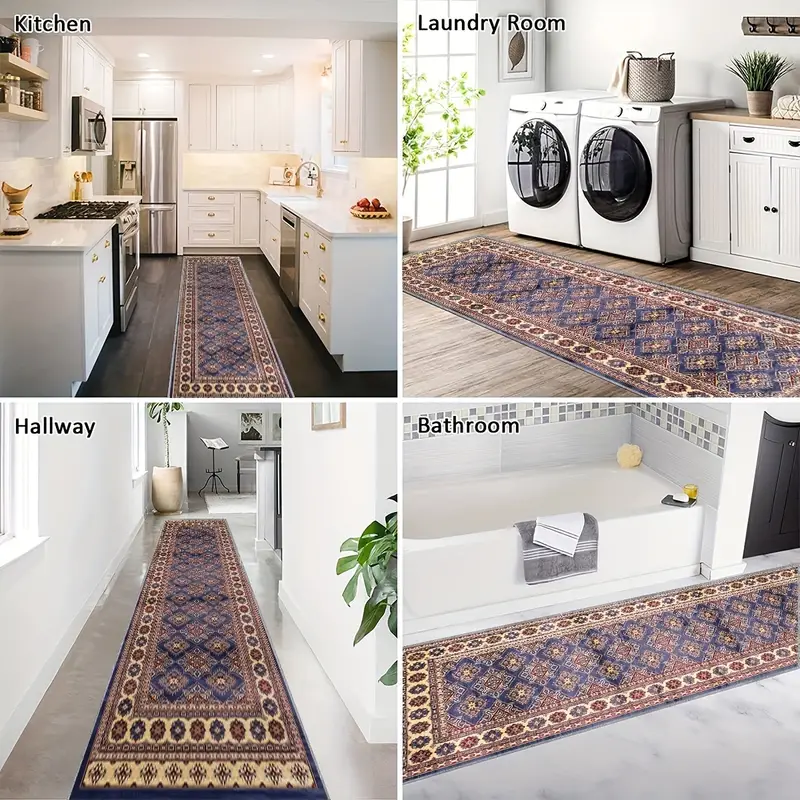  RoomTalks Ultra Thin Machine Washable Oriental 2x4.3 Area  Runner Rug Non-Slip, Stain Resistant Boho Modern Farmhouse Accent Runner  Rugs for Kitchen Entryway Laundry Indoor Doormat : Home & Kitchen