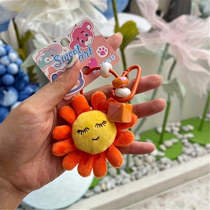 Happy Orange Felt Keychain Kawaii Keychains Backpack Accessory