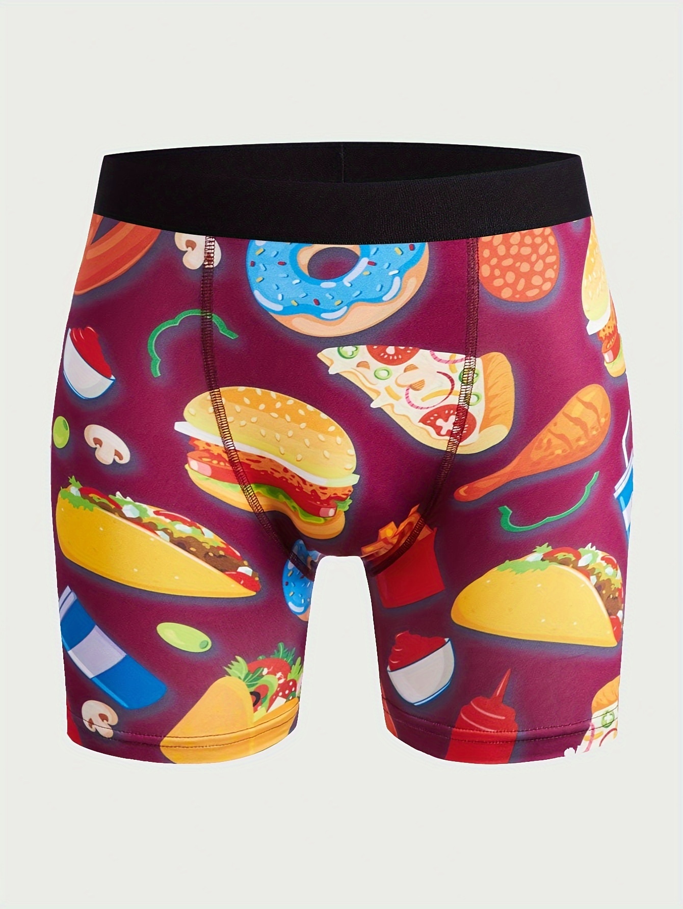 2/3/4/5pcs Men's Fashion Food Pattern Print Novelty Funny Boxer Briefs  Shorts, Breathable Comfy Boxer Trunks, Men's Underwear