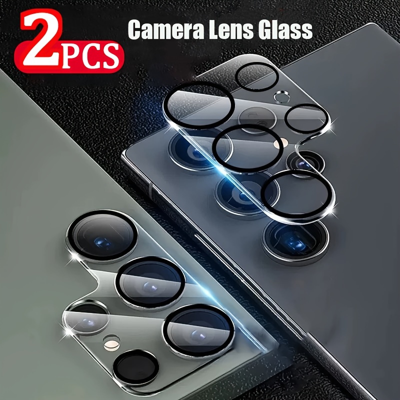 Paquete de 5 protectores de lente de cámara compatibles con Samsung Galaxy  S24 Ultra, vidrio templado 9H, protector de pantalla, anillo individual de