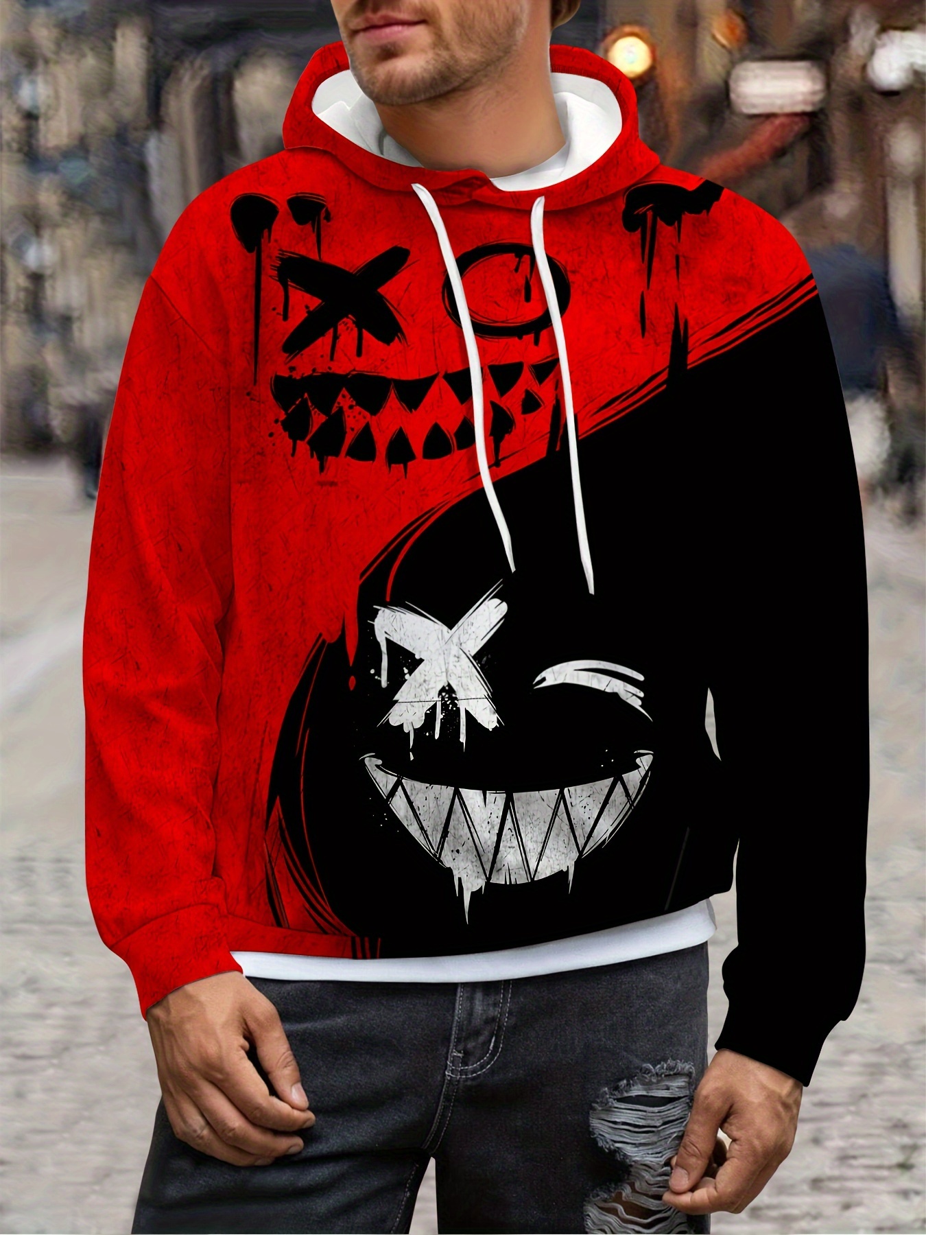 Color block sale smile face hoodie