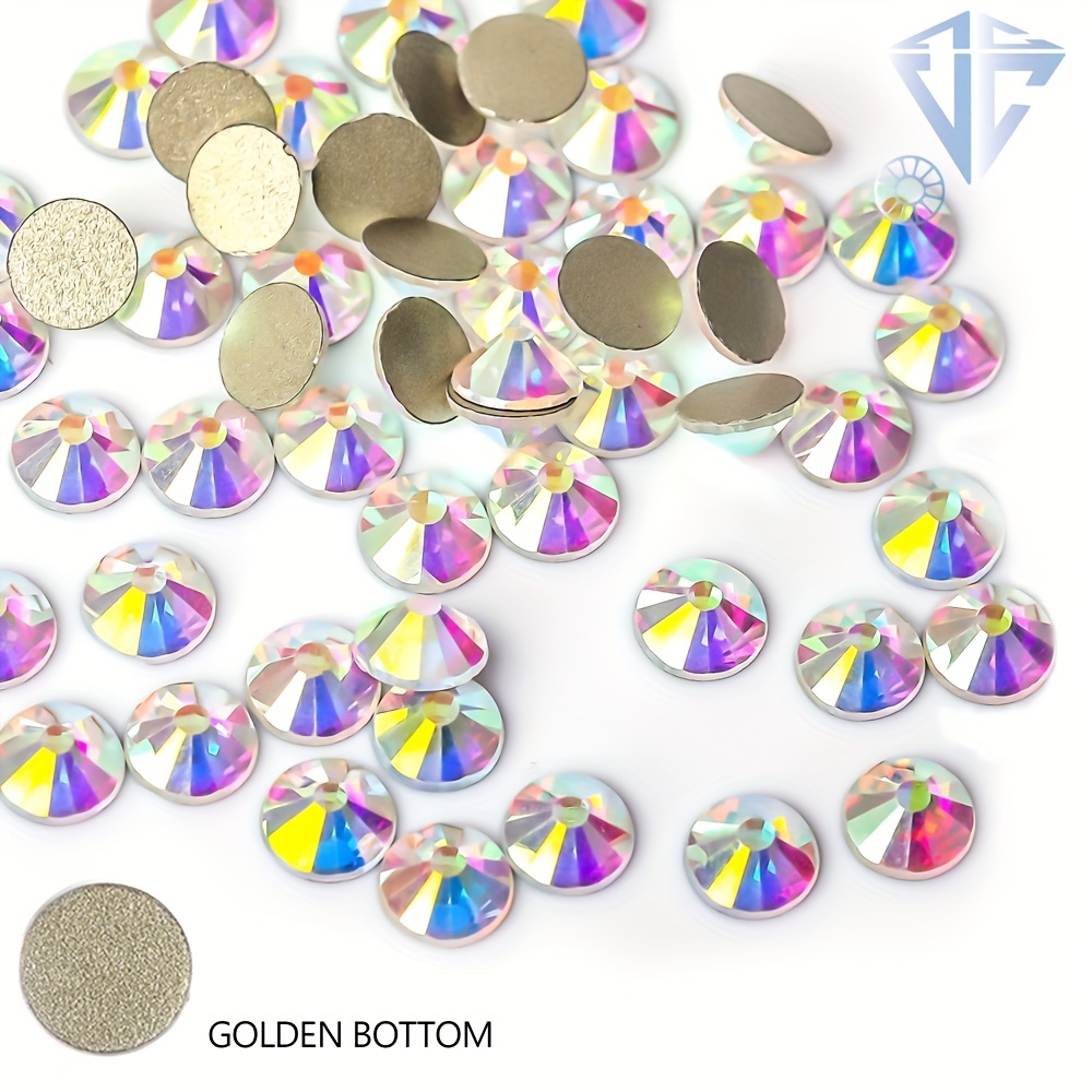 Crystal AB Gold Base Rhinestones Non Hotfix Glitter Strass Fabric Nail Art  Decor