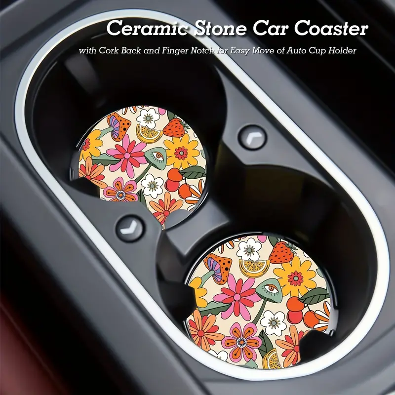 Boho Car Cup Holder Coasters Aesthetic Fun Car Accessories - Temu