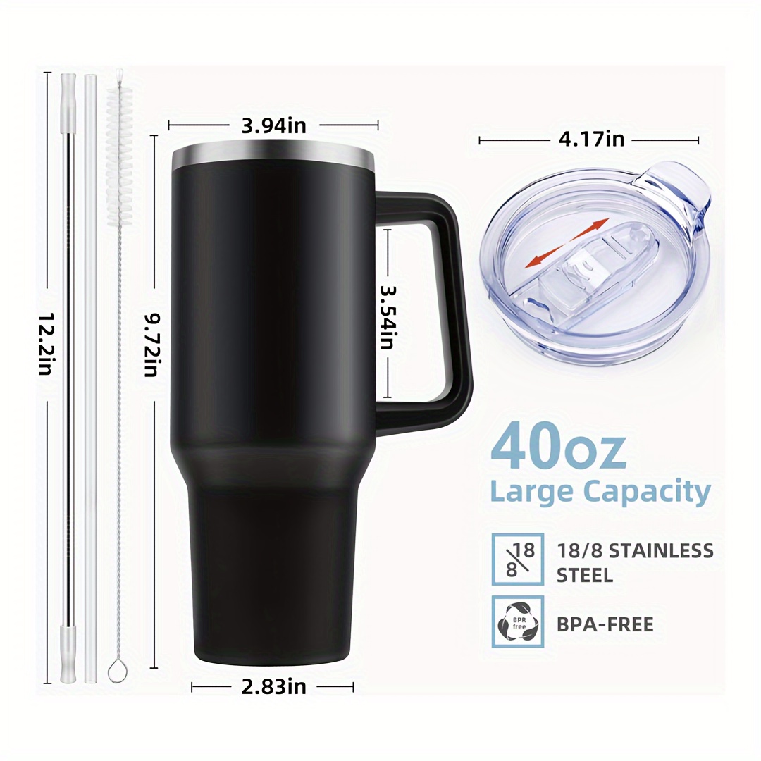 MaxBase 40 oz Tumbler with Handle and Straw Lid, Insulated Reusable  Stainless Steel Travel Mug Keeps Drinks Cold up to 34 Hours, 100% Leakproof  Bottle