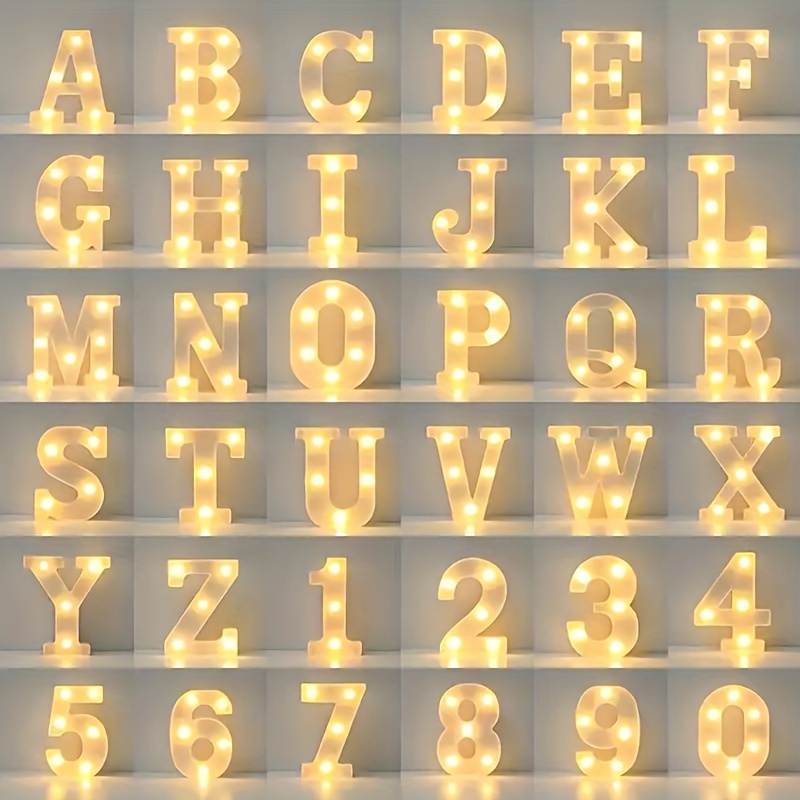  Foaky 26 letras del alfabeto con luces LED, letras que se  iluminan, luces de noche, para bodas, fiestas de cumpleaños, funcionan con  baterías, luz para Navidad, para el hogar, para bares