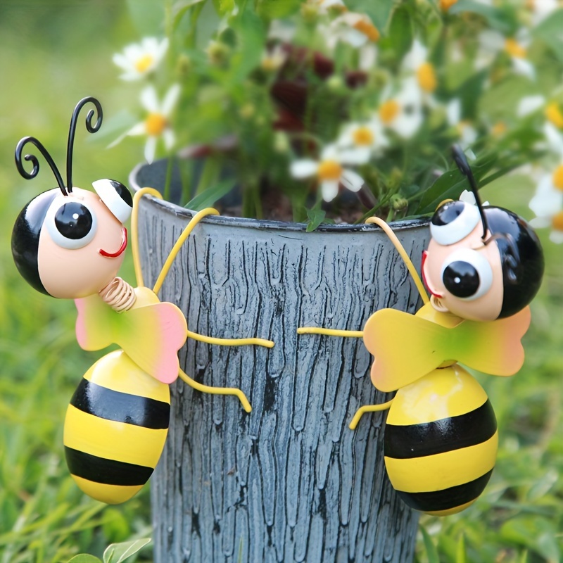  SEIWEI Decoraciones de abejas metálicas, 3D de metal para  colgar en el jardín, pared de abejas, césped, decoración artística para  exteriores, hogar, jardín, patio, césped, valla, 4 unidades : Patio, Césped