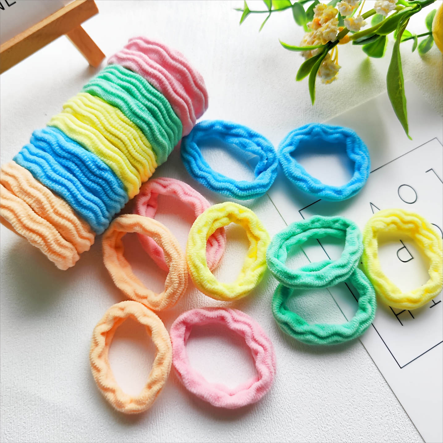 1 Box Mini Terry Cloth Hair Ties for Baby Girls Pack Hair Ties Baby Toddlers Girls Elastics Hair Bands Black Colorful Small Rubber Bands,Temu