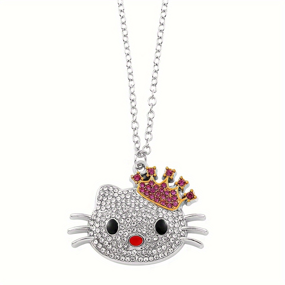 Hello Kitty Sanrio Necklace Silver Color Layer Shining Bling Women Clavicle  Chain Elegant Charm Wed Pendant Jewelry Gift - AliExpress