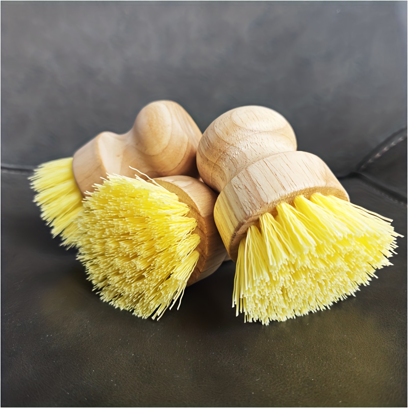 Bamboo Dish Brush Set, 4 Pcs Palm Wooden Dish Scrubber Brush, Bubble Up  Dish Brushes, Durable