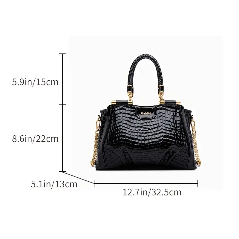 Fashion Black Handbag, Women's Chain Crossbody Bag Stylish Purse with Removable Strap,Temu