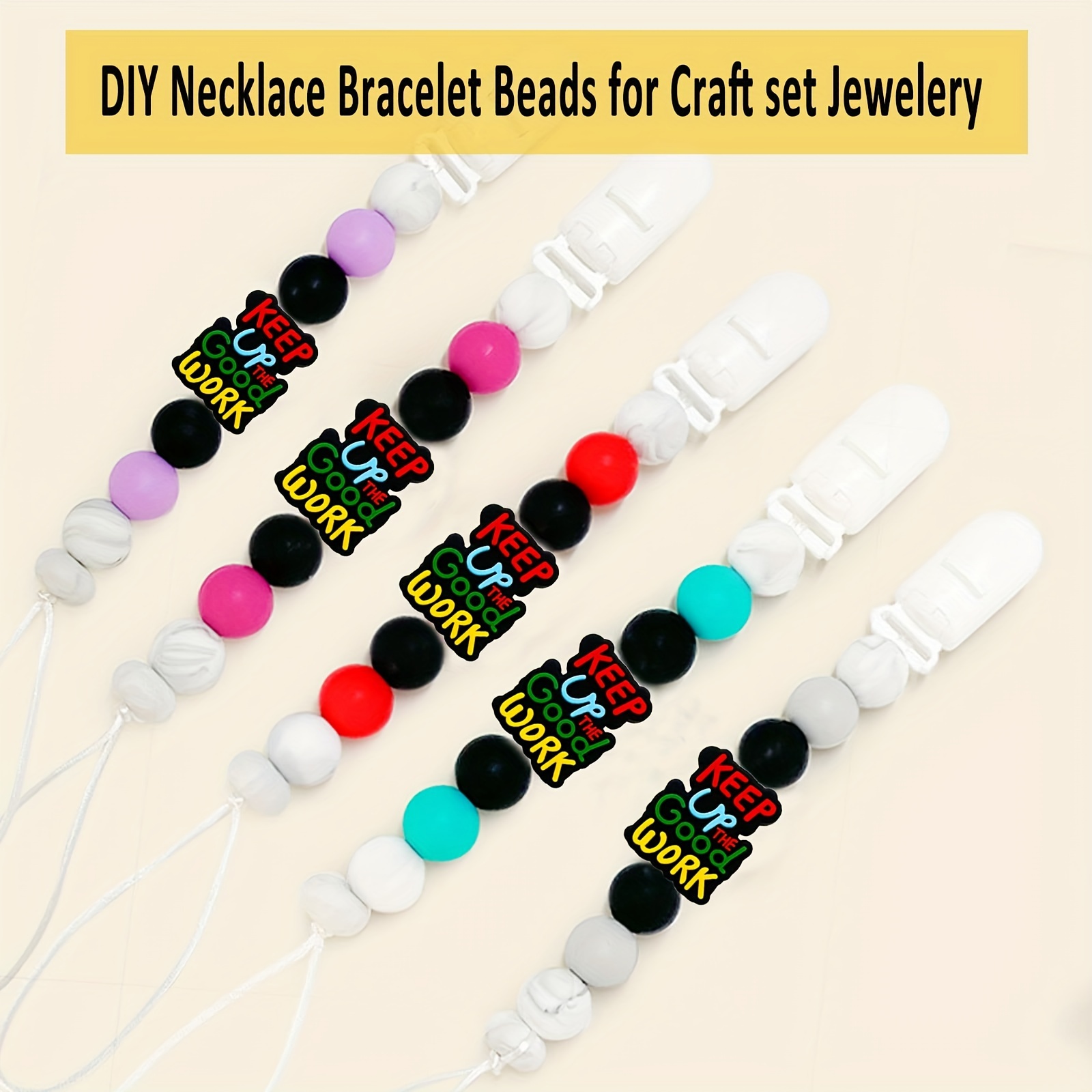 Silicone Focal Beads, 5pcs Teacher Chalkboard Shapes Charms Silicone Beads, Colorful Cartoon Beads, Pencil Silicone Focal Character Beads Spacer