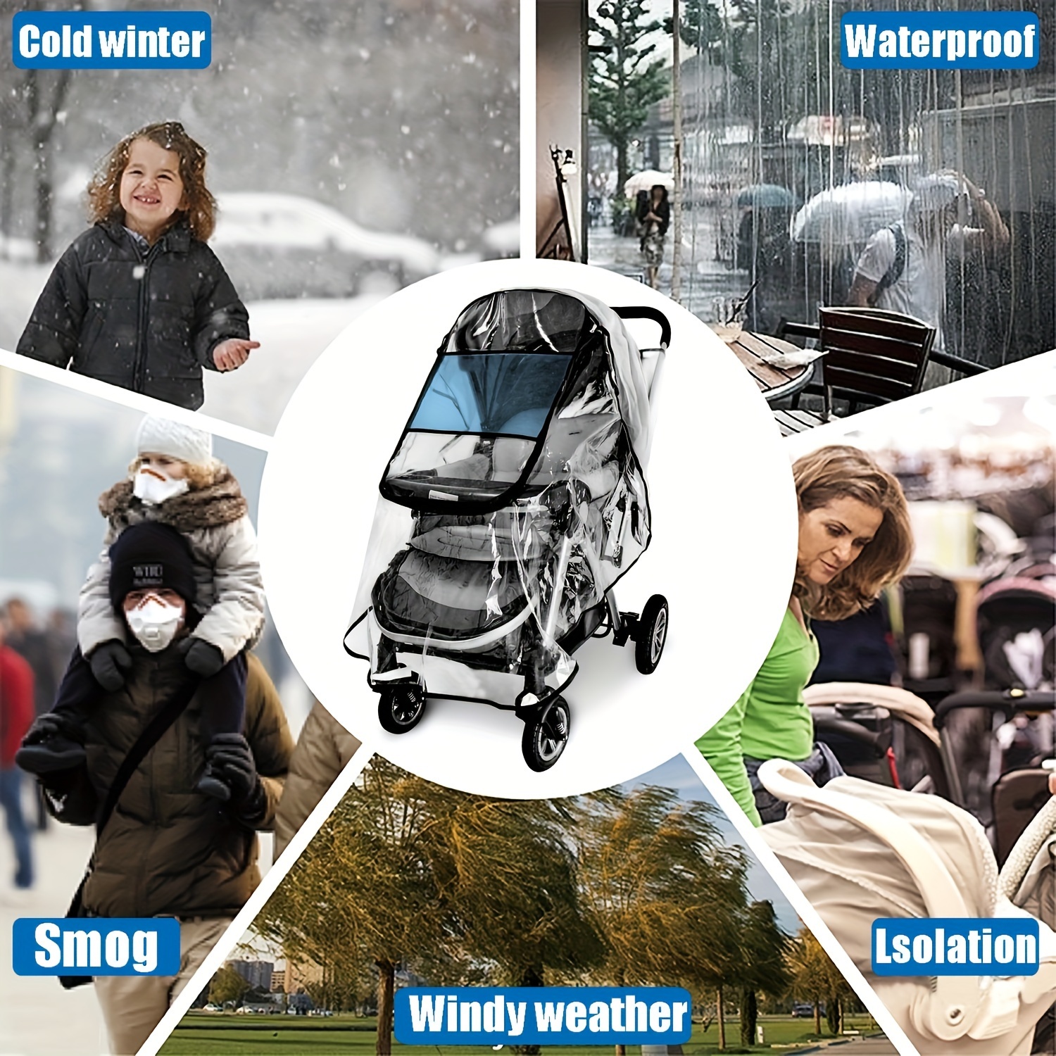 stroller rain cover universal stroller accessories waterproof windproof dustproof snowproof baby   details 1