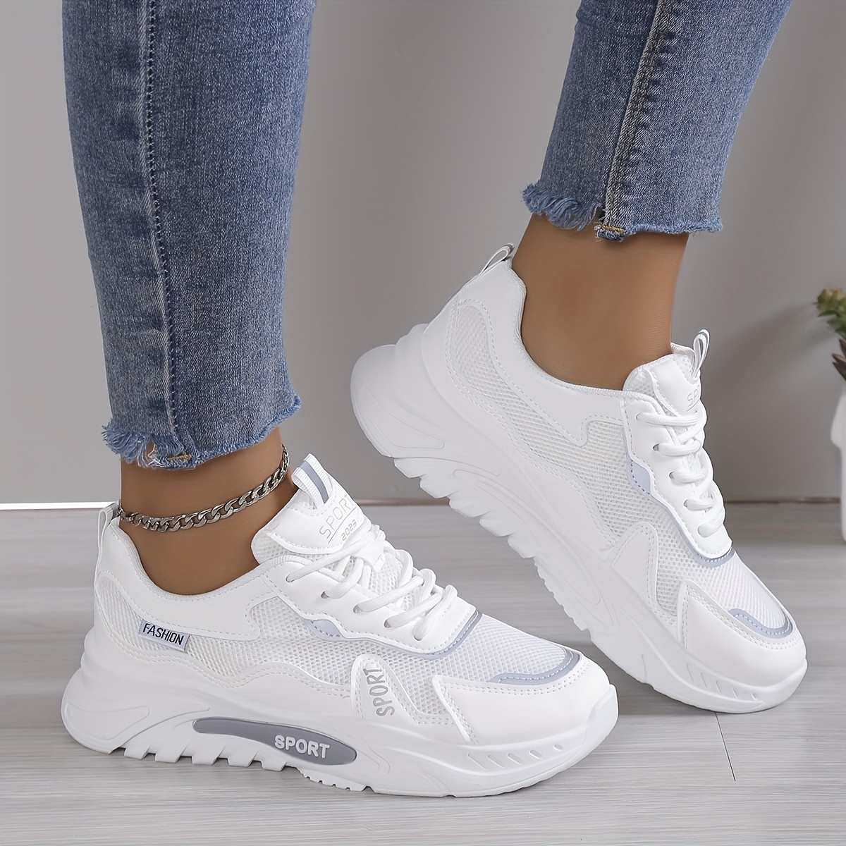 Women's Breathable Mesh Platform Sneakers, Casual Lace Up Outdoor Shoes,  Lightweight Low Top Running Shoes - Temu Austria