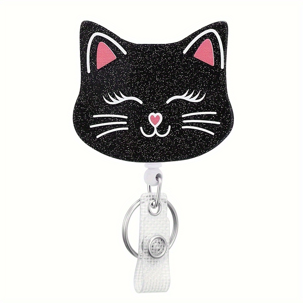  Id Badge Holder with Breakaway Lanyard, Black Cat Badge Reel  Retractable Heavy Duty and Detachable Name Tag Clips, I'm Fine Everything  is Fine Lanyards for Id Badges, Nurse Teacher Office