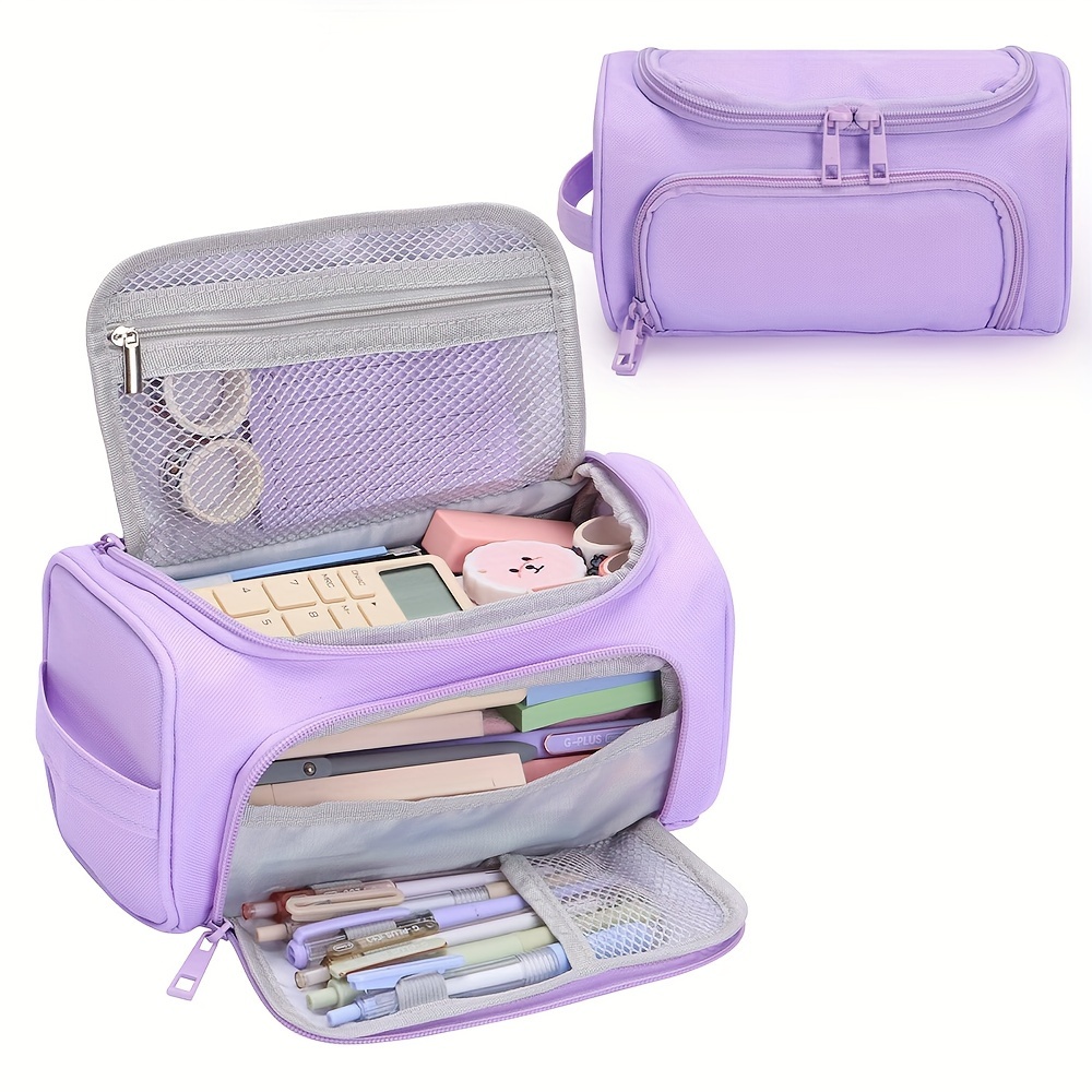 Kawaii Purple Pencil Case Large Capacity Handheld Korean Pen Bag for Girls  Aesthetic Stationery Organizer Office School Supplies - AliExpress