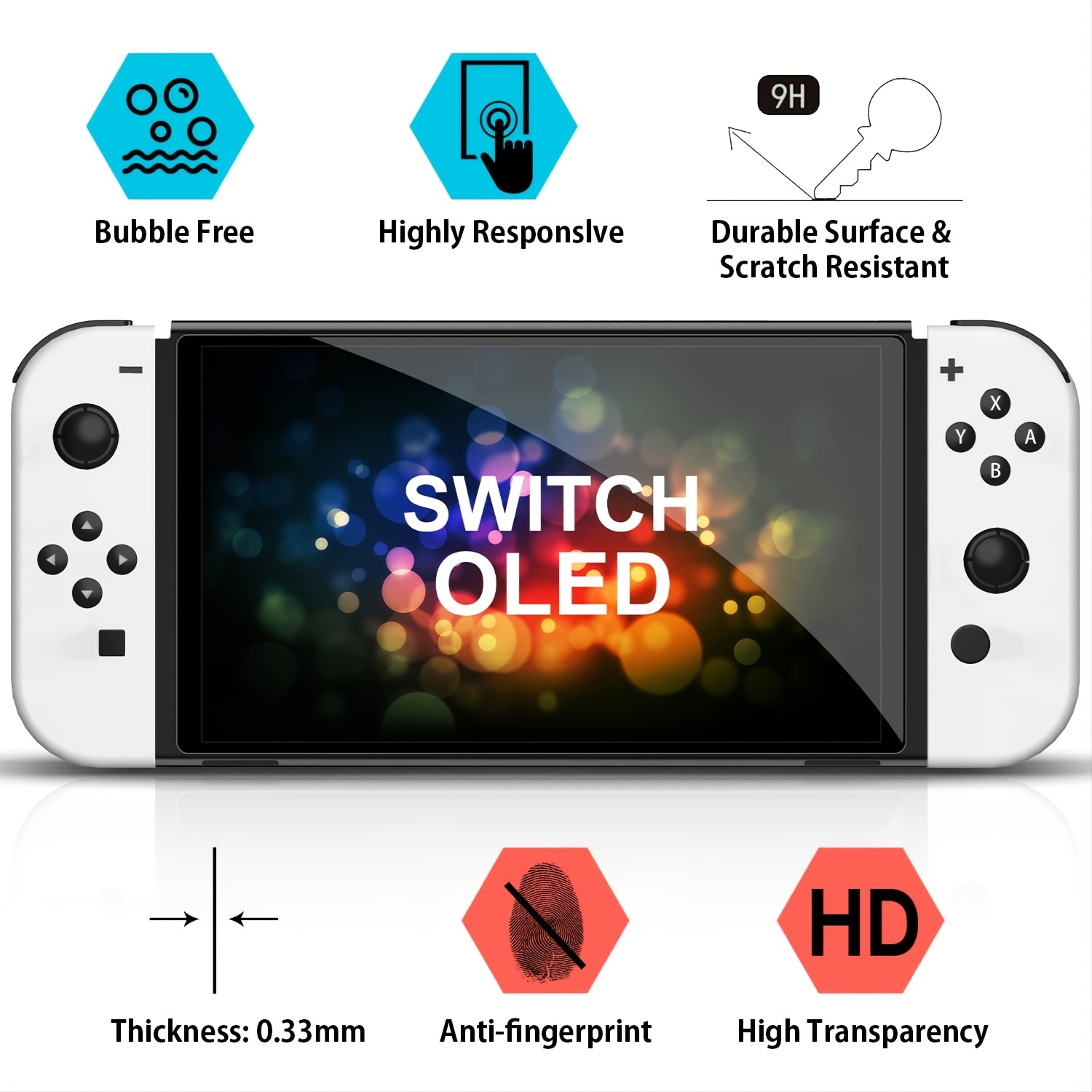 Pour Nintendo Switch OLED Protection Écran en Verre Trempé 7'' 2021