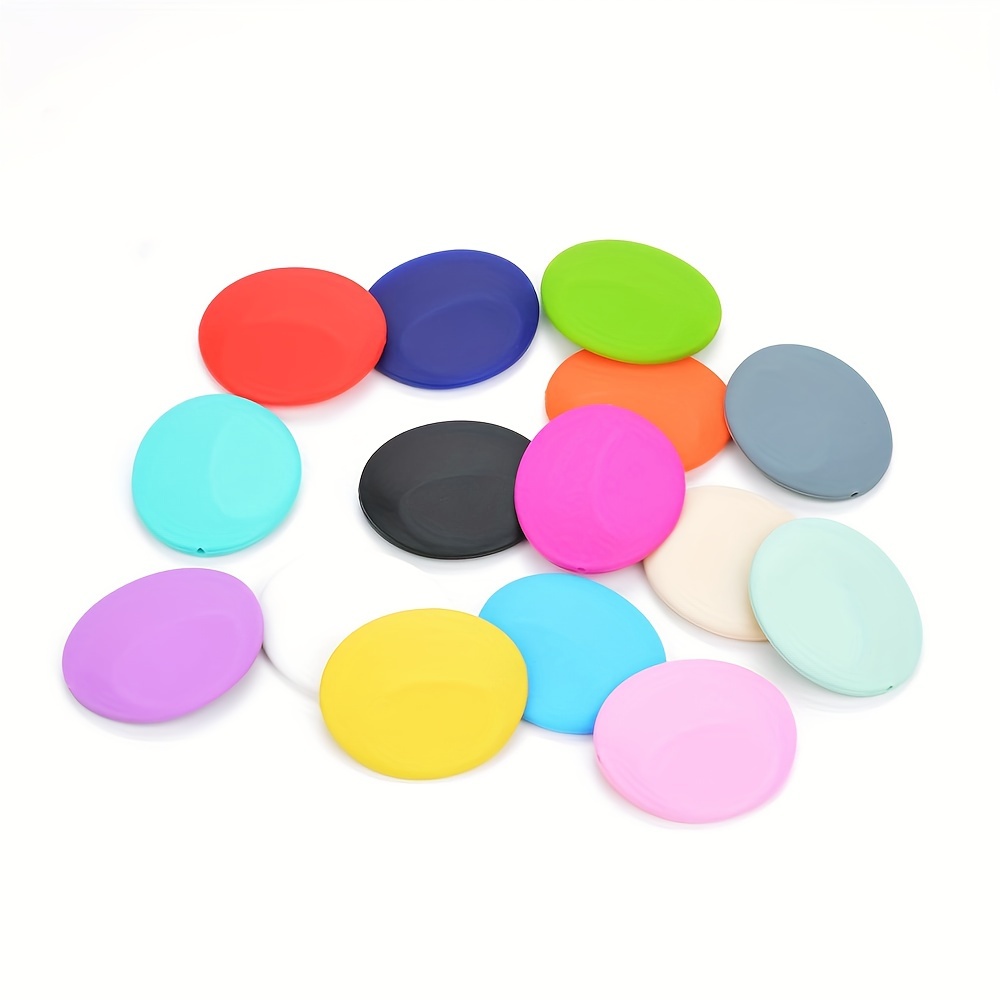 Silicone Beads Large Lentil Beads Solid Rainbow Color Bulk - Temu