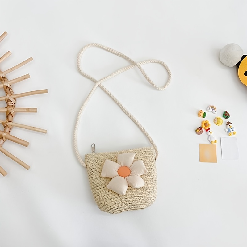 Girls Sunflower Straw Bag Crossbody Bag Messenger Bag Trendy Princess Bag  Coin Purse Kids Accessories - Temu United Arab Emirates