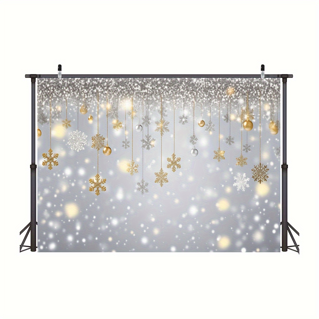 Winter Wonderland Backdrop For Ice Blue Boy Baby Shower 1st Birthday Party Christmas Snowflake Photography Background Bokeh Sliver Glitter Pearl Banner D