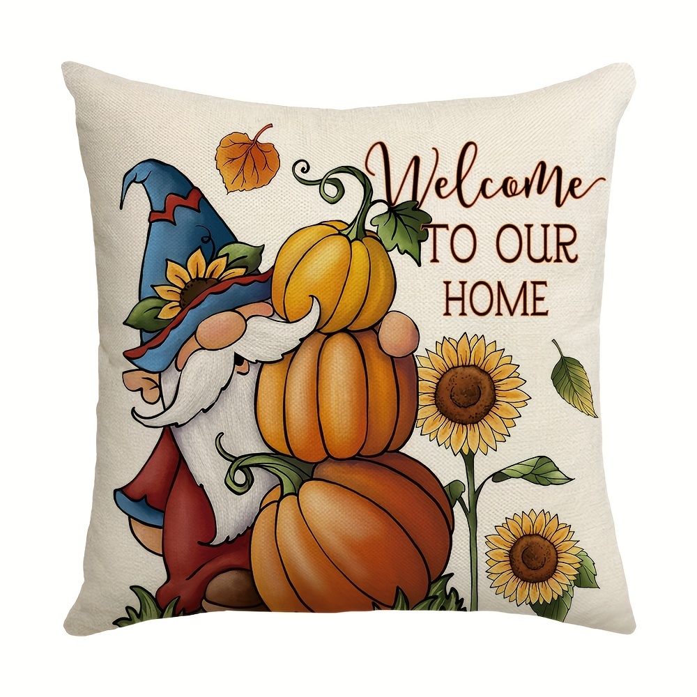 MEHOTOP Orange Pumpkin Pillow Cases 24x24 Farmhouse Rustic Throw Pillows  Covers Watercolor Pumpkins Maple Leaf Seasonal Decor for Harvest Autumn  Fall