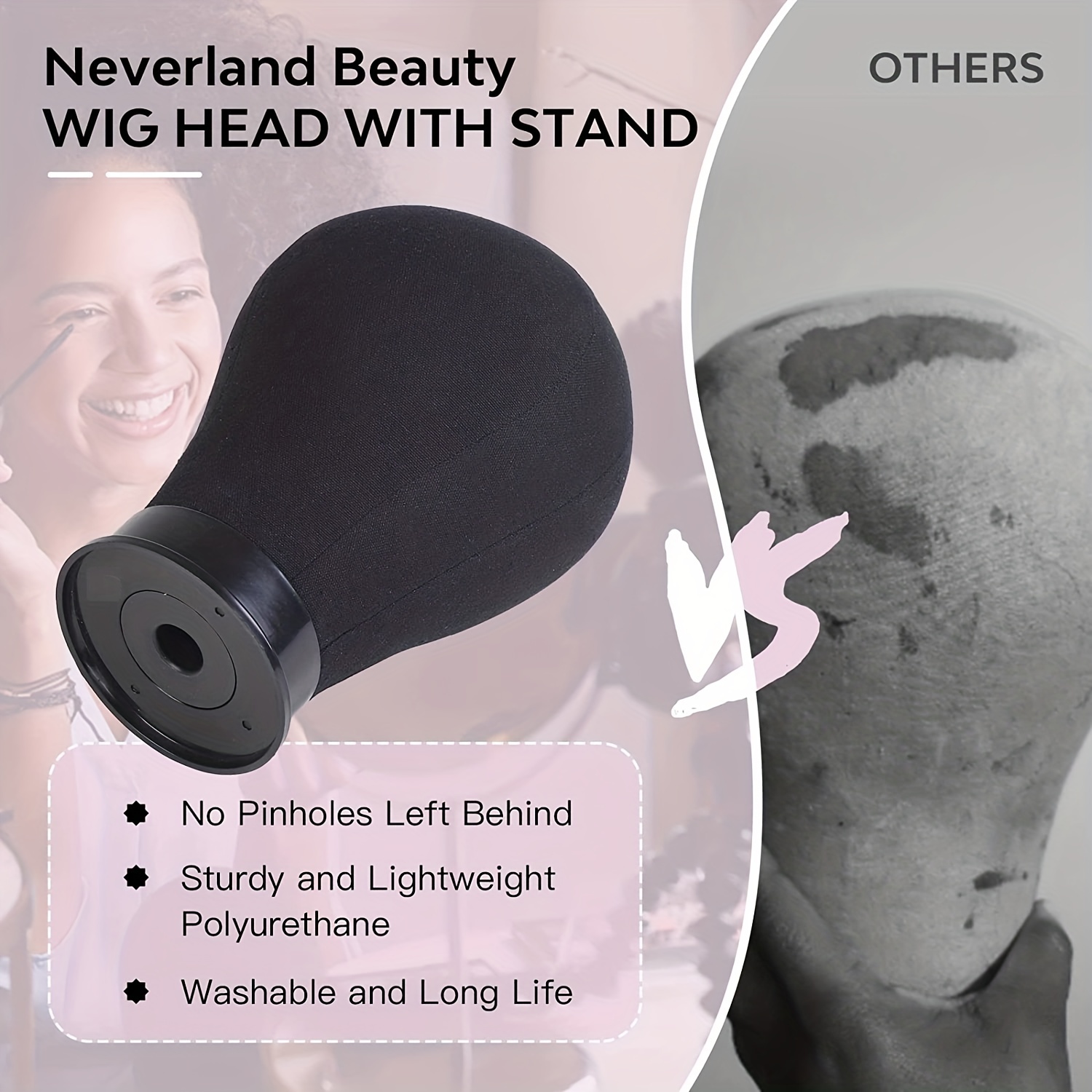 Neverland-Beauty 22 Inch Wig Head,Canvas Mannequin Head for Wigs Making  Display