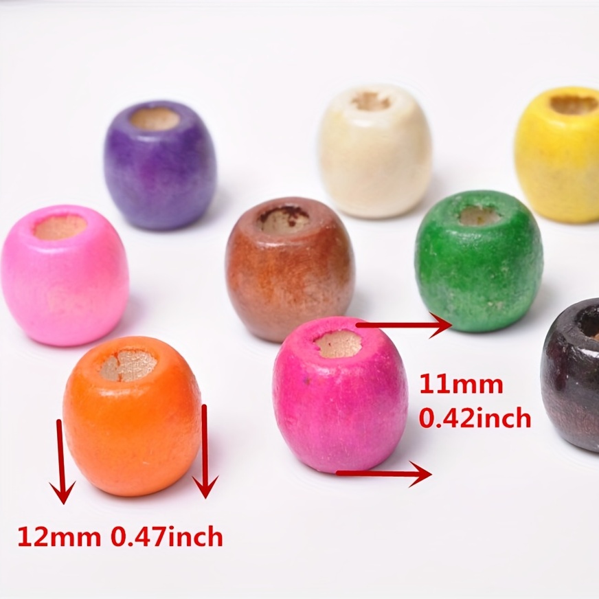50pcs/lot 12mm Mixed Colors Large Hole Wooden Beads Making DIY Bracelet  Necklace Loose Beads Jewelry Accessories
