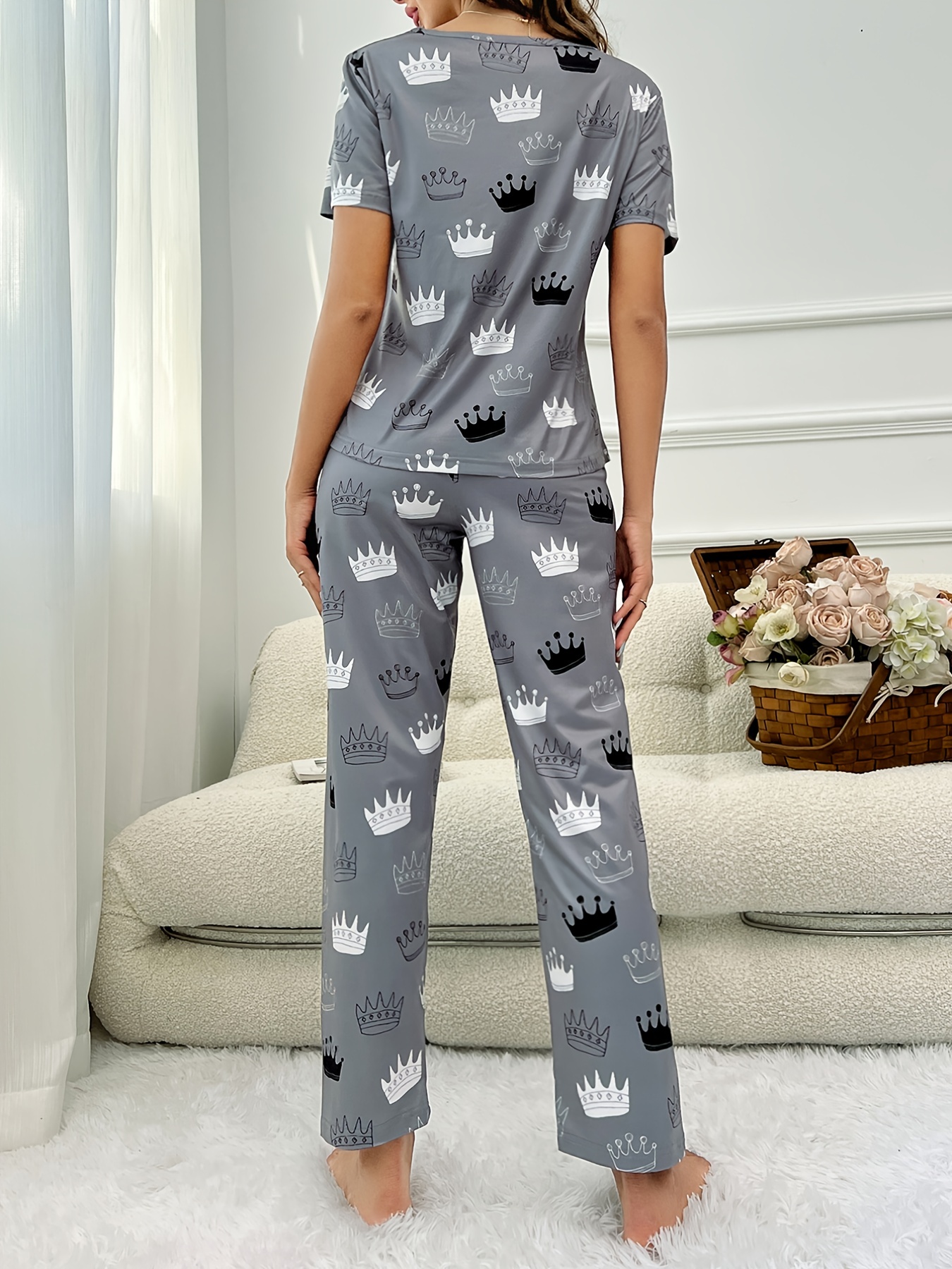 Gray Penguin Fleece Pajama Pants - Women