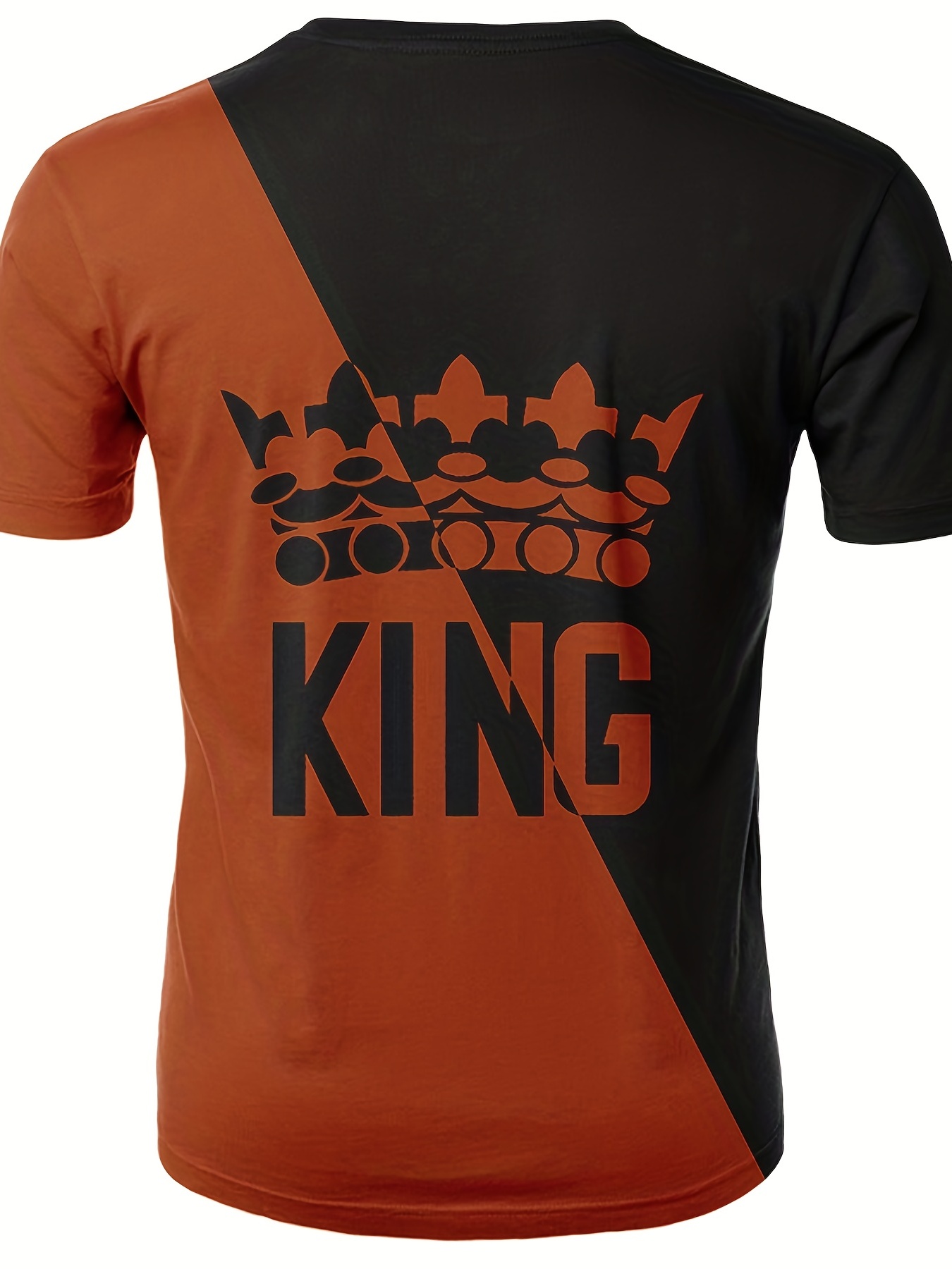 Camiseta Creativa Estampado Letras King Bloque Color Hombres - Temu Mexico