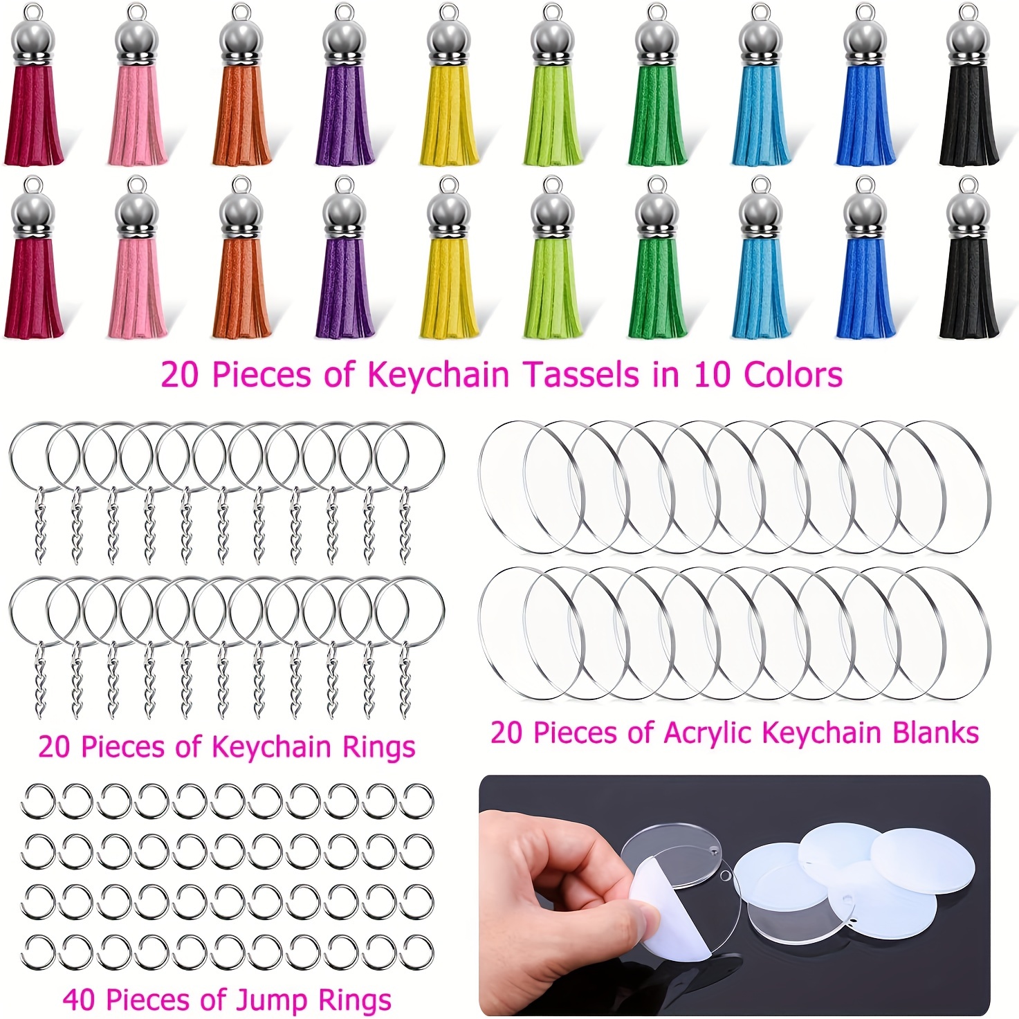 Vinyl Blank Keychains Pendant Set Various Shapes Acrylic - Temu