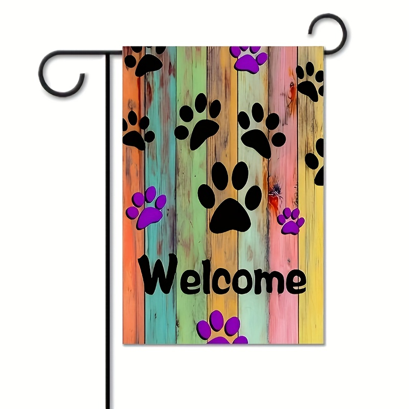 

1pc, Double-sided Dog Paws Welcome Garden Flags, Spring And Summer Garden Flag, Home Decor, Outdoor Decor, Yard Decor, Garden Decor, Holiday Decor (without Metal Brackets)