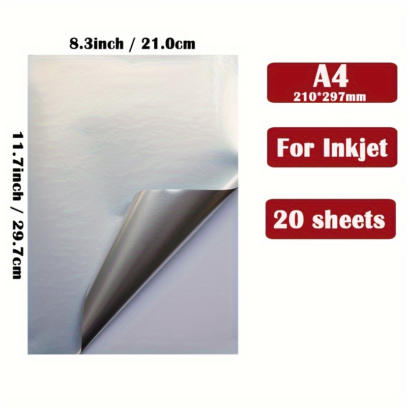 A4 printer paper Transparent Printable Vinyl Sticker Waterproof  Self-Adhesive paper 210*297mm for For Inkjet and laser Printer
