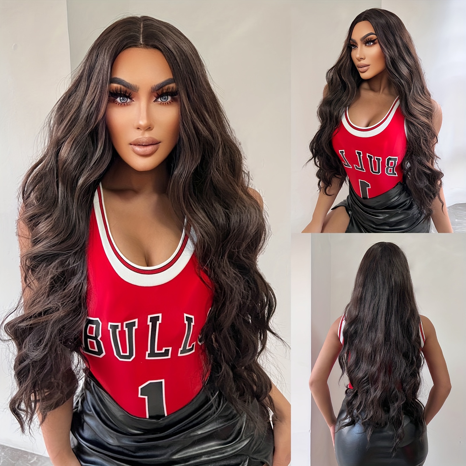 Brown Long Curly Lace Front Wigs Women Daily Party Holiday - Temu