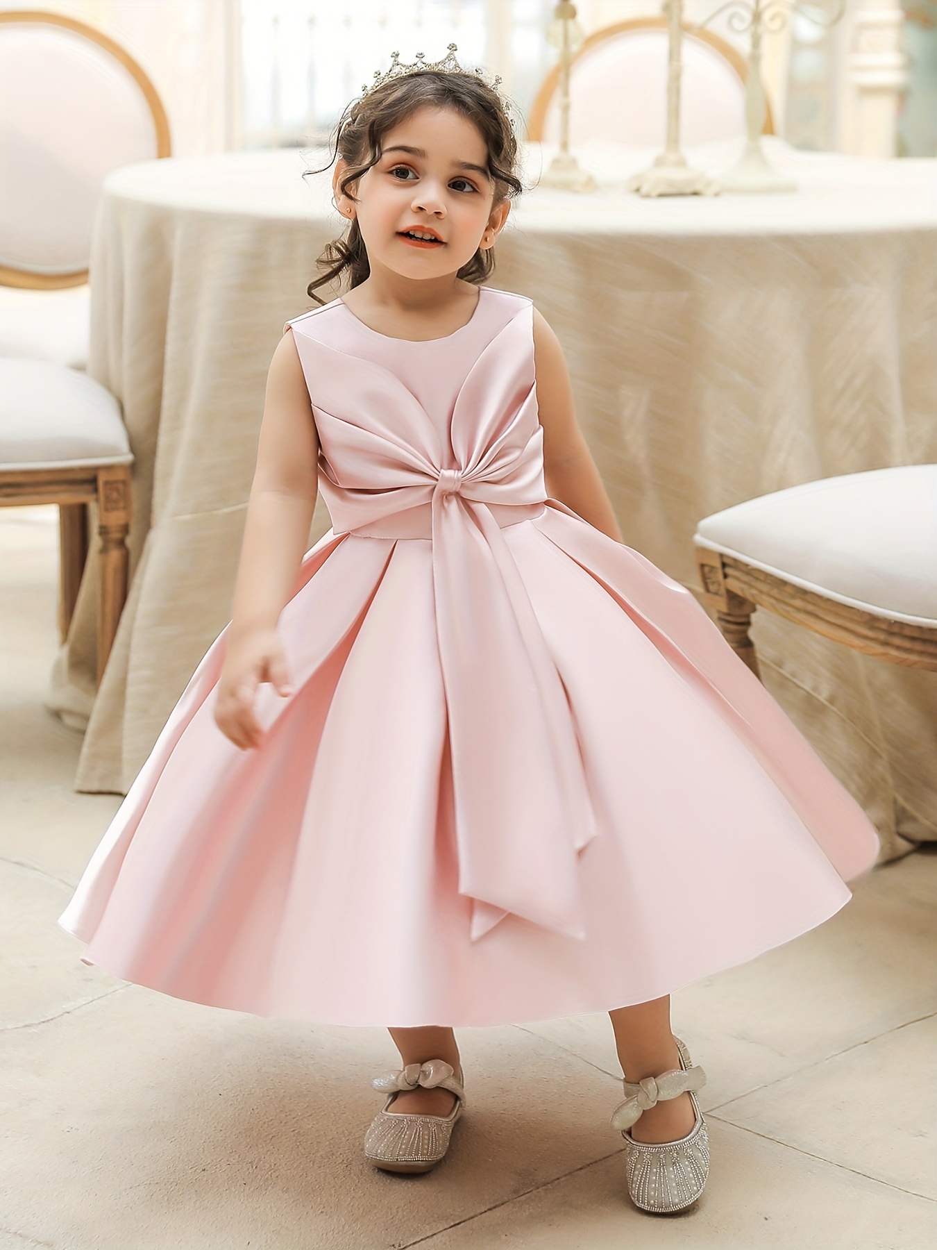 Abito Bambina Elegante Summer Fashion New Bubble Sleeve Colorful Heart  Print Bow Girl's Princess Dress Vestito Carnevale Spagnola Bambina (Pink,  2-3 Years) : : Moda