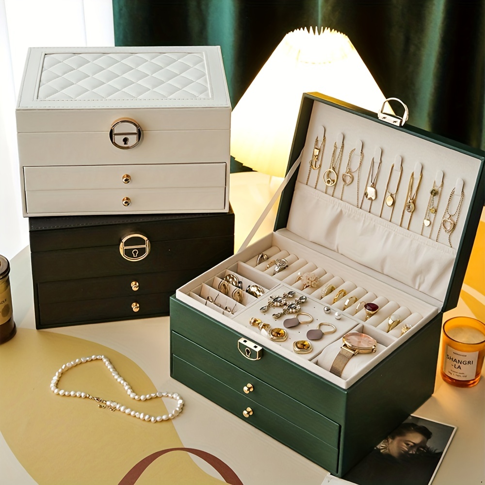 

1PC Boîte de rangement pour bijoux de bureau, boîte de rangement pour collier boucles d'oreilles, choix idéal pour les cadeaux