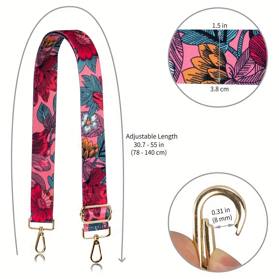 Floral Pattern Shoulder Strap - Wide Bag Strap Replacement